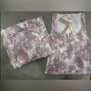 SOLD! Pink and Black Animal Print Tank Top and Pants Set Skims size M